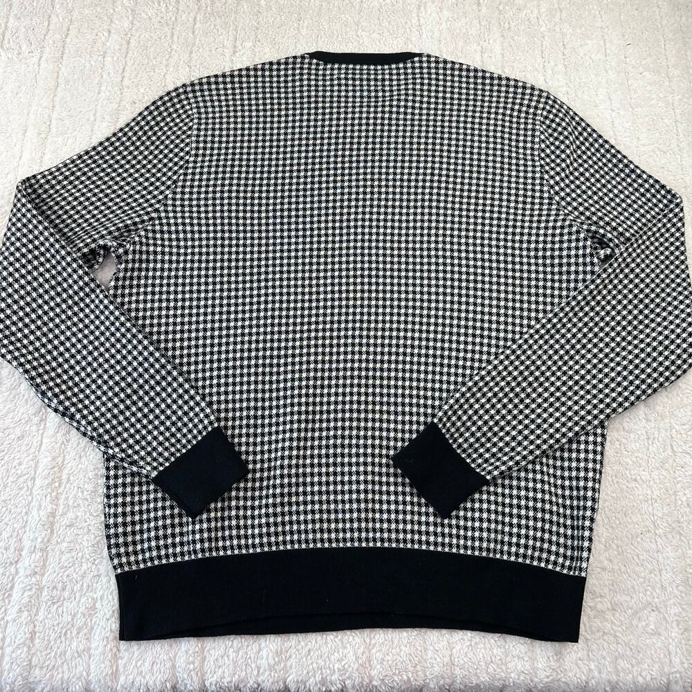 Polo Golf Ralph Lauren Houndstooth Black White Cotton Knit Shirt men's Large - Picture 2 of 6